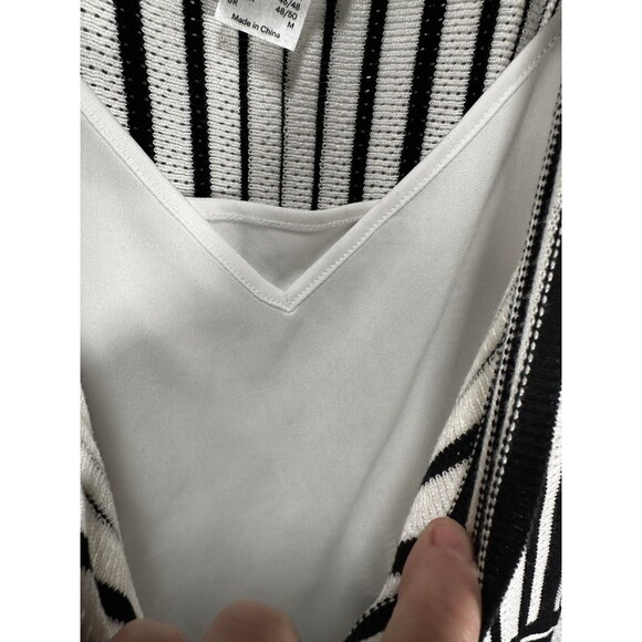 Venus Striped Tank Sweater Dress in Black and White Stretch Body Con Size Medium - Picture 6 of 8